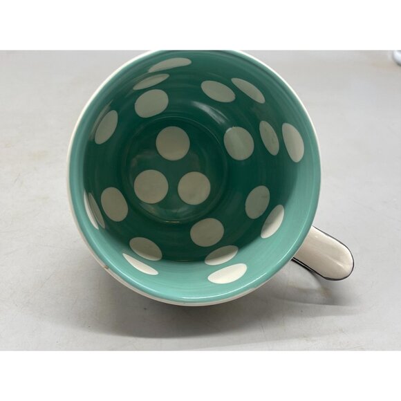 Katie mandy mug cup white blue dots stripes 3.5x5.5" READ - Picture 11 of 16